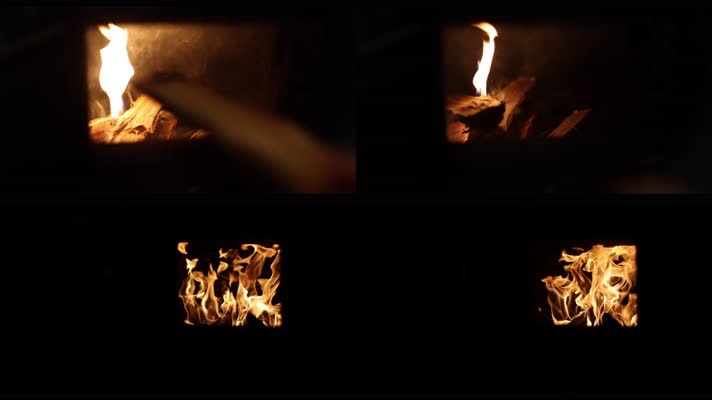 木柴在火炉中燃烧火焰
