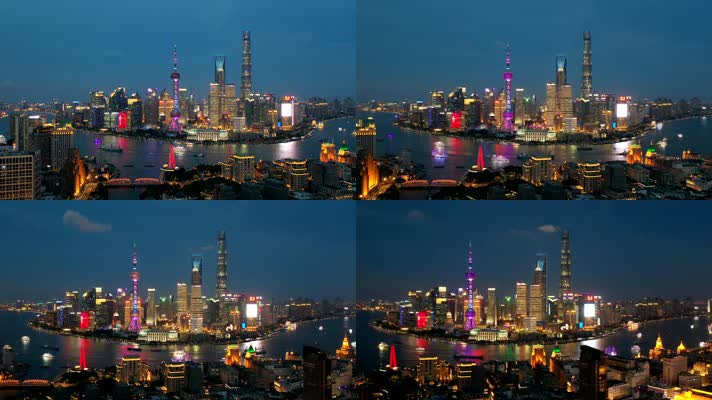上海外滩航拍延时夜景