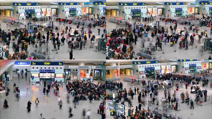 火车站杭州火车东站乘客人流延时摄影
