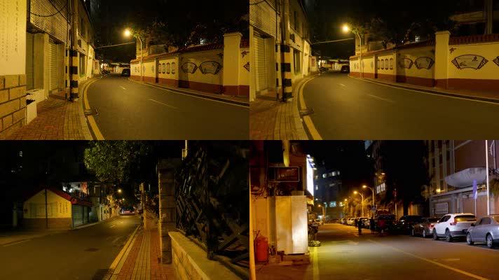 夜晚寂静空荡的街道市区