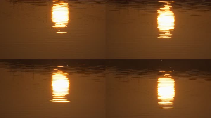 湖面夕阳倒影实拍镜头