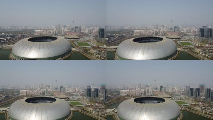 0050高清4k航拍天津奥林匹克中心体育