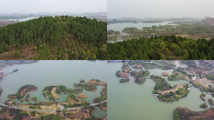 航拍徐州大龙湖景区