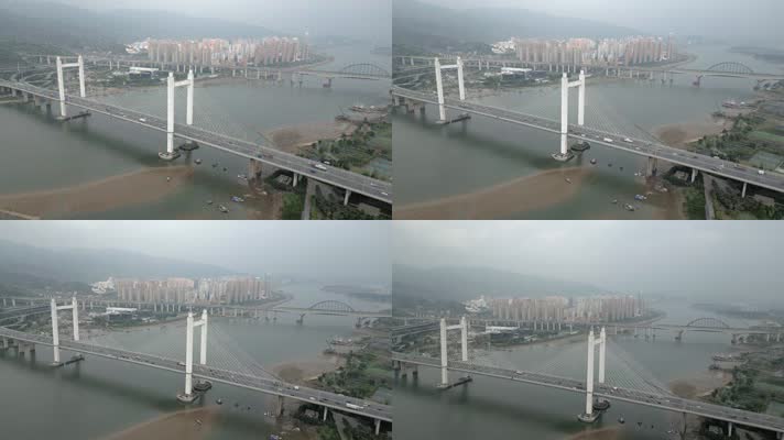 福州魁浦大桥和城市左转航拍高清