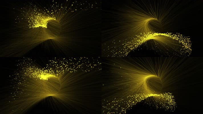 环状黄色发光星粒子运动对称视频