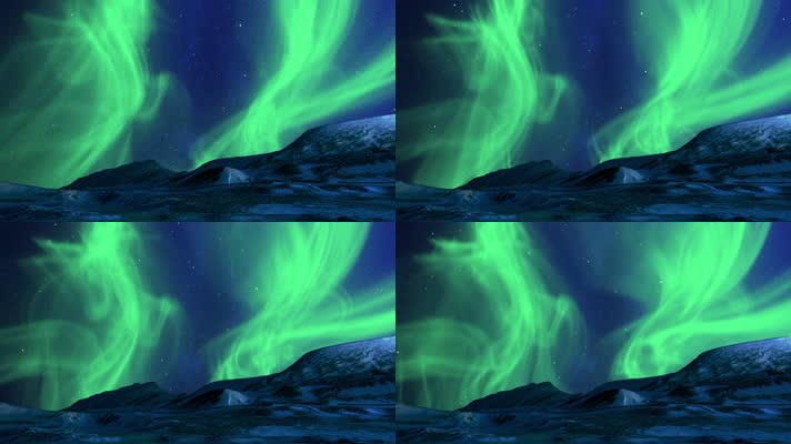 4K美丽的北极光 梦幻极光 绿色北极光