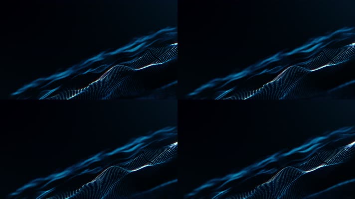 4K抽象蓝色波纹 循环蓝色粒子波