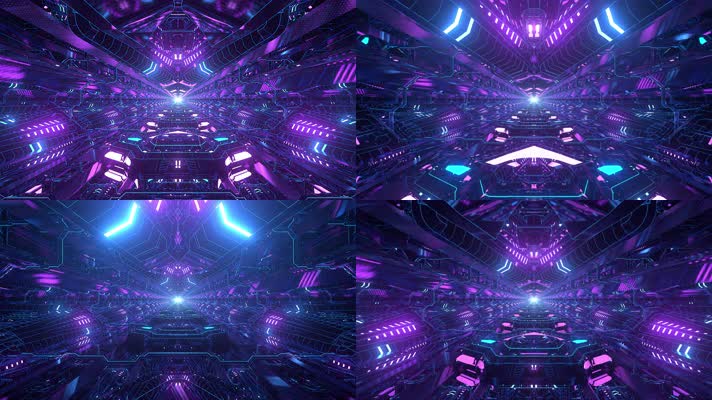 复杂的科幻结构紫色隧道VJ循环