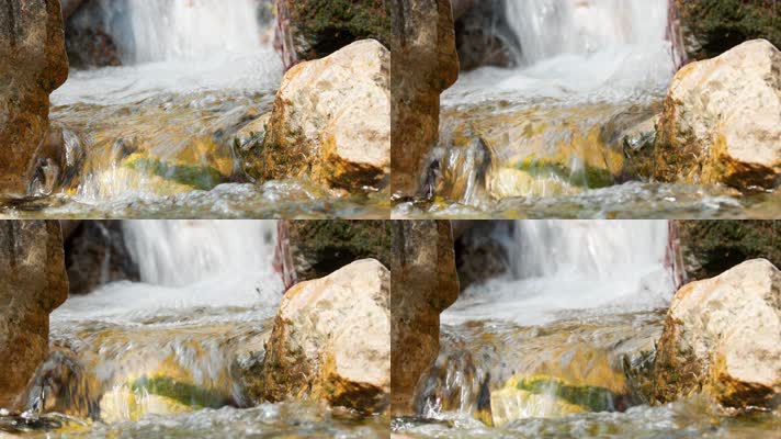 小溪泉水瀑布实拍镜头