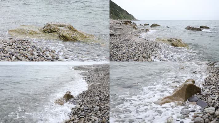 h大连蛇岛海浪拍打岩石