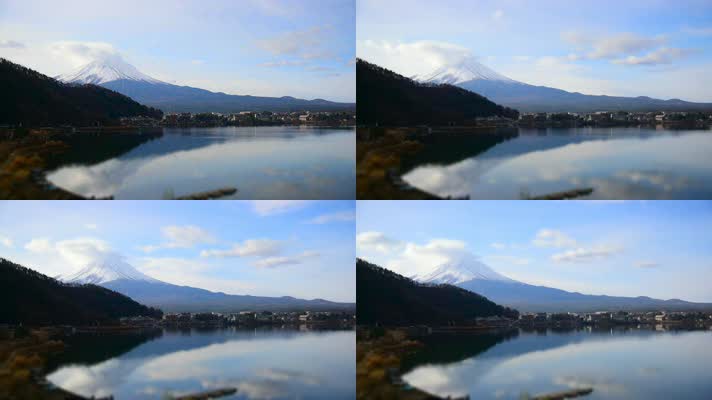 蓝天白云富士山唯美风景
