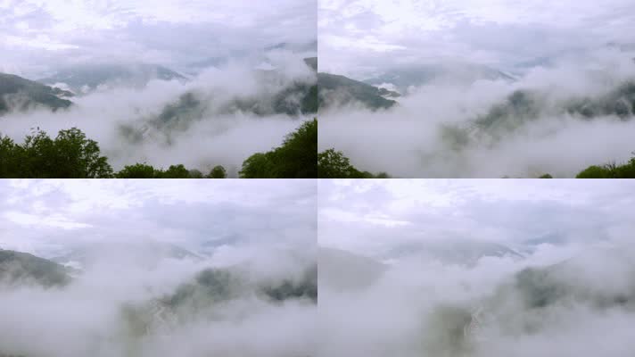 蓝天白云山川雾气风景