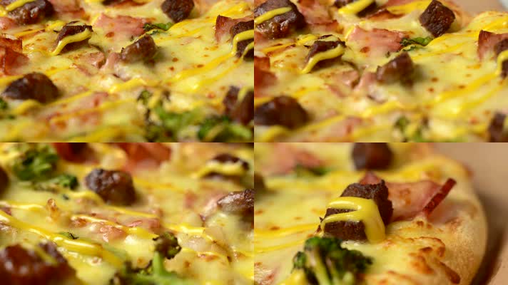 西餐披萨美食特写镜头4K