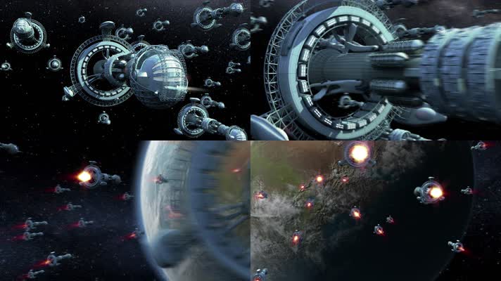 科幻宇宙飞船舰队入侵地球4K