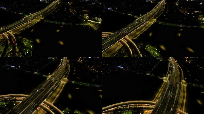 杭州萧山区市心路互通立交桥高架桥夜景车流延时