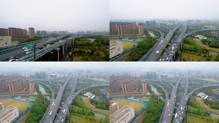 杭州上城区石德立交桥高架桥车流风景49