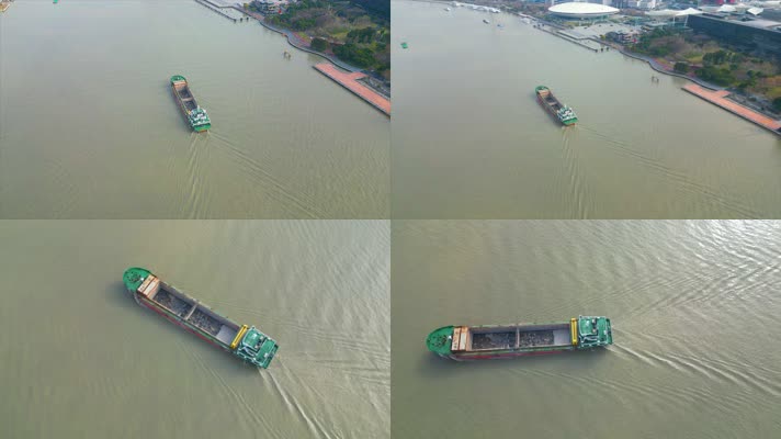 上海黄浦江上面的游船船只船舶特写