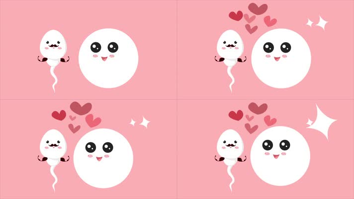 可爱的精子和卵子动画 健康精子概念视频4
