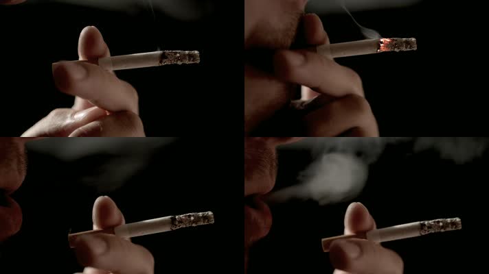 香烟燃烧过程男人抽烟