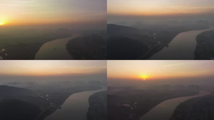 4K航拍延迟摄影 南宁邕江的清晨