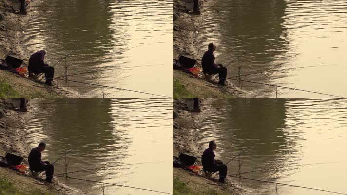 河边钓鱼人单人原创4k高清