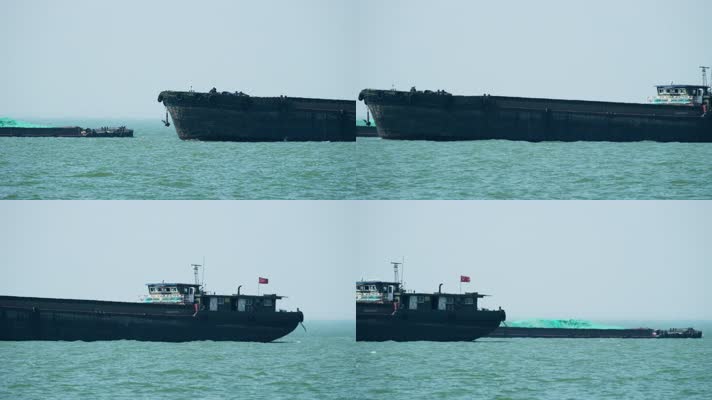 长江里的运输货轮船邮轮实拍空镜