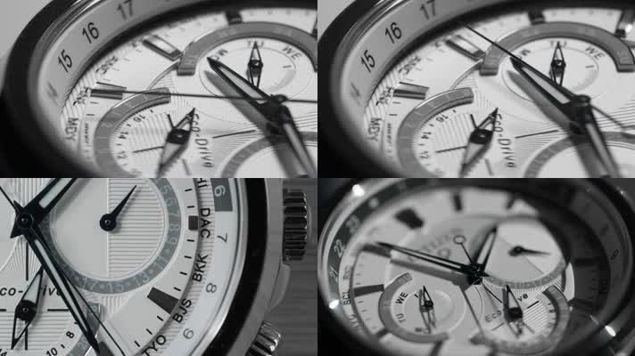 机械手表时钟指针微距特写时间流逝