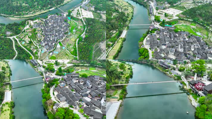 4K航拍贵州台江长滩美丽的乡村之景