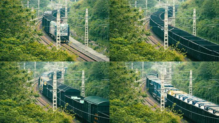 火车运输煤矿集装箱铁道口50帧FPS