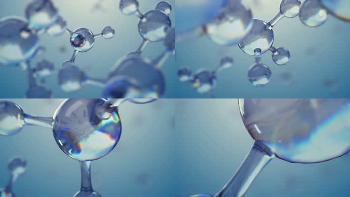 玻璃质感3D分子式模型动画