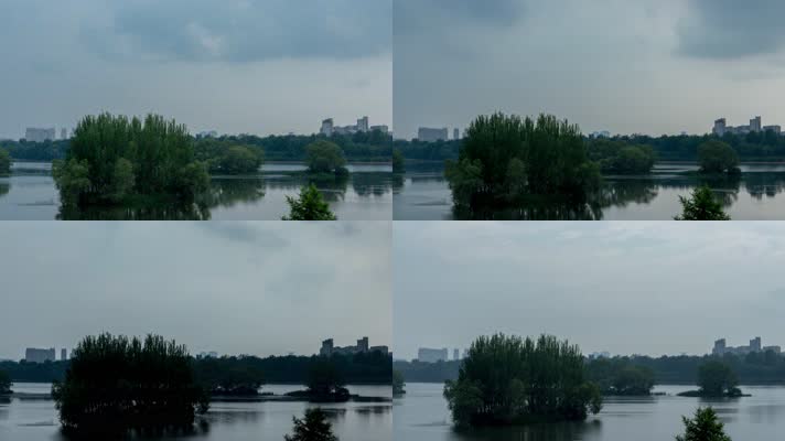 河流河边湿地乌云阴雨云雨