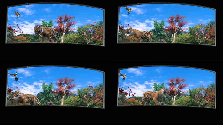 裸眼3d网红出屏素材显示屏背景动物4K