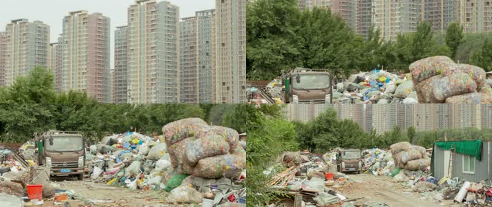 废品收购废旧垃圾城市高楼棚户区郊区贫穷