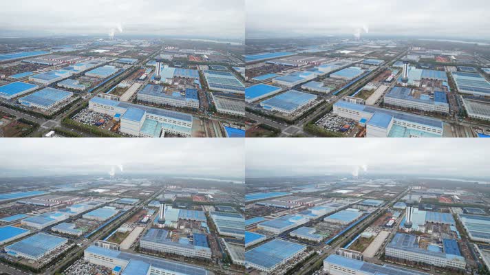 航拍高新区工业区工厂车间厂房城市发展工业化