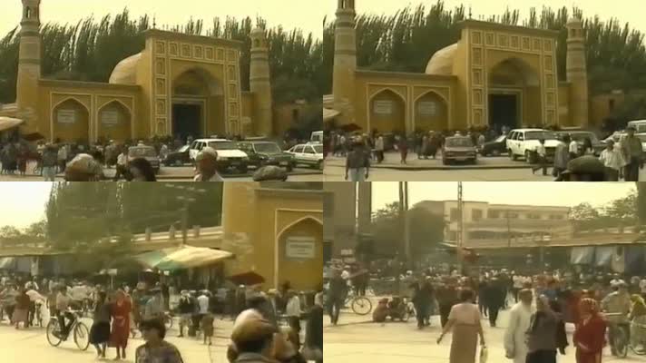 80年代新疆喀什艾提尕尔清真寺朝拜礼拜