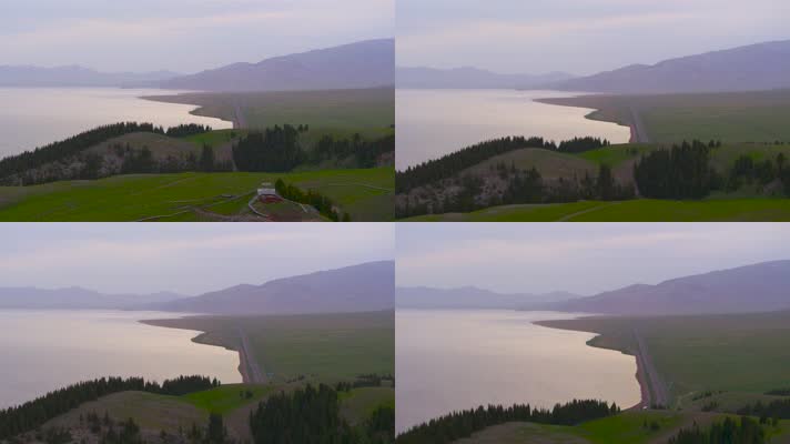  4K航拍新疆赛里木湖自然美景