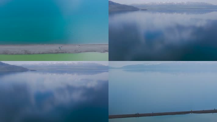 4K航拍新疆赛里木湖自然风光美景