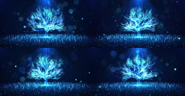 唯美梦幻背景蓝色粒子树