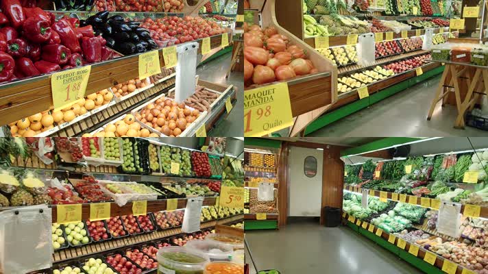 超市实拍水果区的场景