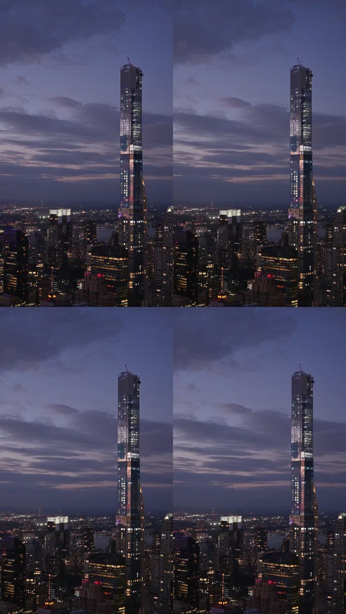 城市夜景灯光闪烁的摩天大楼