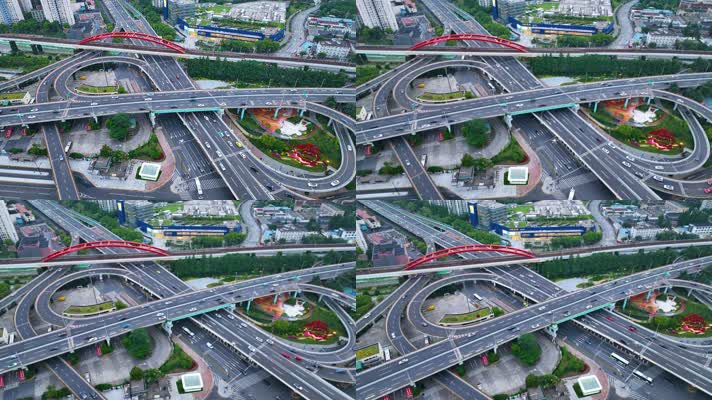 上海市徐汇区内环漕溪北路立交桥高架桥俯视