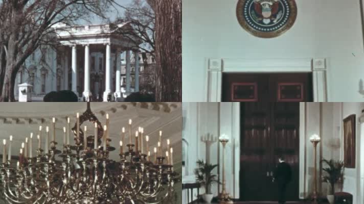 50年代美国华盛顿白宫建筑房屋书房会客室