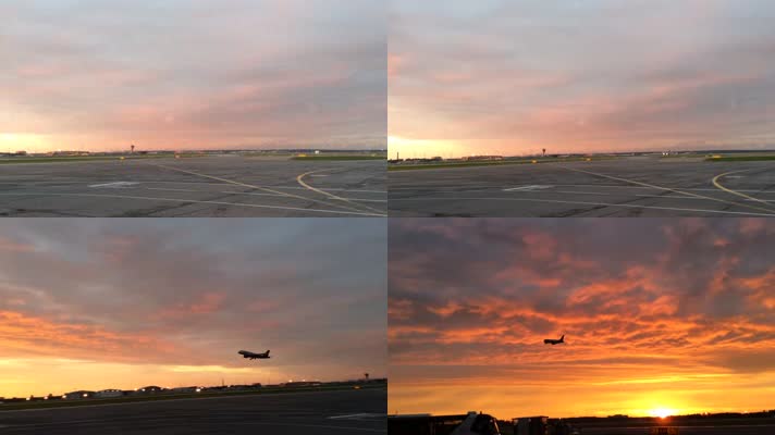 日落时分从雪米提耶夫机场起飞的飞机、飞机