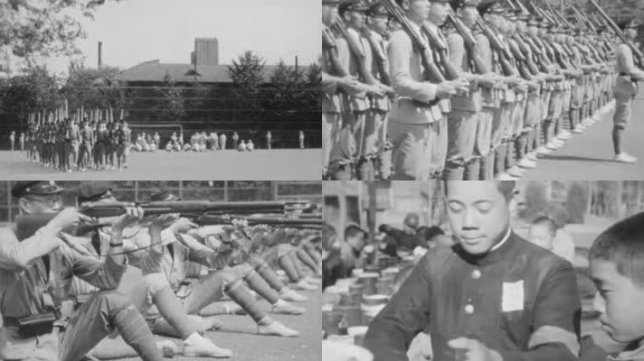 日本殖民奴化统治军国主义教育学生军事训练