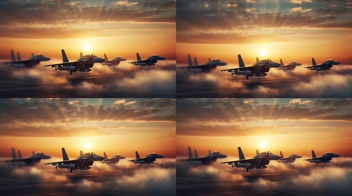 14.4k战斗机起飞降落夕阳唯美创意素材4k战斗机起飞降落夕阳唯美创意素材