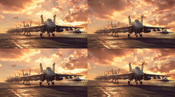 21.4k战斗机起飞降落夕阳唯美创意素材4k战斗机起飞降落夕阳唯美创意素材