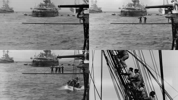 晚清八国联军侵华战争英国海军舰队停靠天津