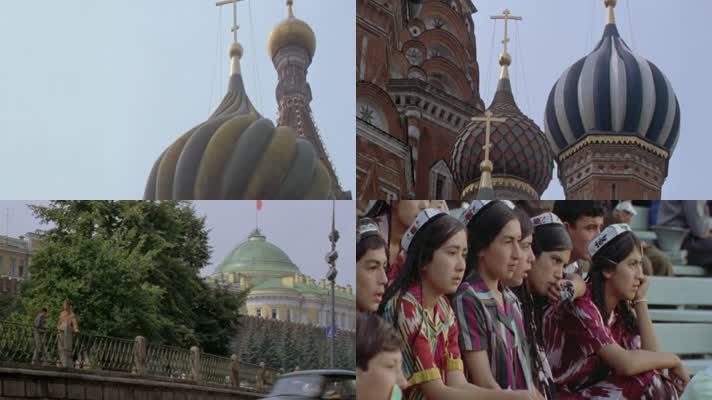 苏联俄罗斯莫斯科红场大教堂比赛欢呼庆祝