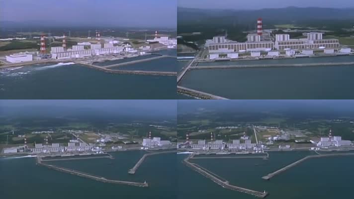 航拍新能源核电站海岸线发展历史