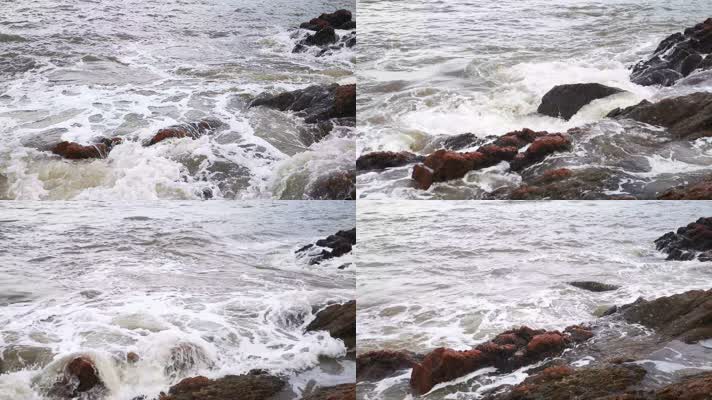 大海浪花海边海滩一分钟以上长视频6